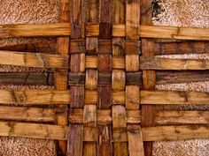 a close up view of some wood planks