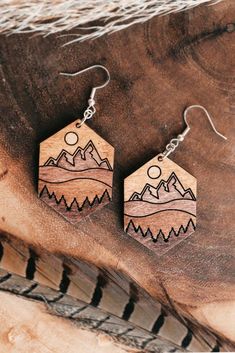 Hexagon Mountain Scene Earrings - Earth Ahead