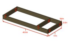 an image of a box with measurements for the top and bottom section, including three sides