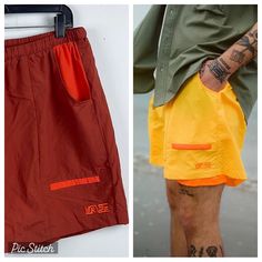 Like New, Never Worn Red Shorts With Side Pockets, Orange Shorts For Summer Streetwear, Orange Shorts For Streetwear Summer Style, Red Shorts For Summer Streetwear, Red Shorts For Streetwear Summer, Red Summer Shorts With Pockets, Red Shorts With Pockets For Summer, Red Summer Bottoms For Outdoor, Stretch Red Shorts With Pockets