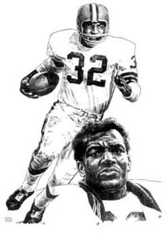 a drawing of two football players on the field