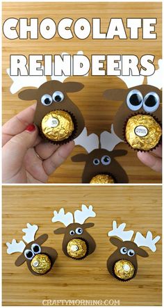 chocolate reindeer cupcakes with eyes and noses