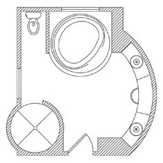 a drawing of a toilet in the shape of a circle