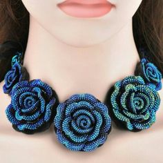 Jewelry | Beautiful Bluegreen Tornasol Necklace | Poshmark Rose Design Necklace For Party, Blue Adjustable Flower Necklace, Jewelry Beautiful, Blue And Green, Beautiful Blue, The Light, Black Lace, Crochet Necklace, Not Available