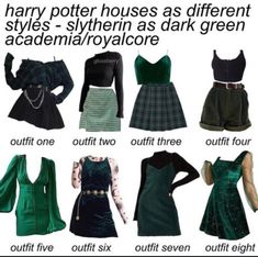 Slytherin Girl Outfit, Cute Slytherin Outfits, Slytherin Aesthetic Outfit, Slytherin Outfit Ideas, Slytherin Inspired Outfits, Harry Potter Houses Outfits, Slytherin Costume