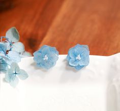 "Real hydrangea coated with resin, 925 sterling silver ear pins. Diameter approx. 3/4\"-1\" Light weight and sturdy. Come with gift box Free domestic shipping over $35. Since we use natural flowers, there are subtle differences in color and form." Delicate Blue Flower Shaped Earrings, Elegant Blue Pressed Flower Earrings, Blue Flower-shaped Summer Earrings, Sterling Silver Flower Earrings, Affordable Flower-shaped Resin Earrings, Pink Resin Flower-shaped Earrings, Blue Flower-shaped Resin Earrings, Pressed Flower Necklace, Silver Flower Earrings