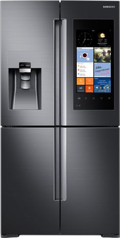 a samsung refrigerator with the app on it