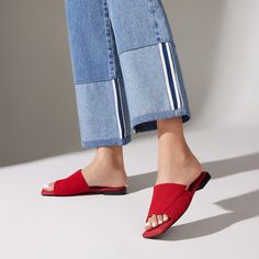 Streamline Slide Sandals (Maeve), RUBY  RED, EU43 Animal Bag, Shoes Flats Sandals, Thick Heels, Sneaker Heels, Wide Bands, Cross Straps, Ruby Red, Strappy Sandals, Moisture Wicking Fabric