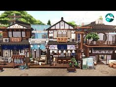 an animated image of a town with lots of buildings