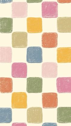 an image of a colorful pattern with small squares on it's surface in pastel colors