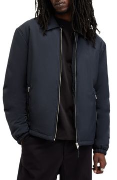 An embroidered ram's head in a tonal hue subtly brings the brand's heritage style to a versatile zip-front jacket crafted from lightweight and durable nylon. 28 1/2" length (size Medium) Front zip closure Spread collar Elastic cuffs Front zip pockets Lined 100% polyamide Machine wash, tumble dry Imported Casual Allsaints Outerwear For Streetwear, Allsaints Casual Outerwear For Streetwear, Allsaints Casual Streetwear Outerwear, Allsaints Long Sleeve Winter Outerwear, Allsaints Winter Outerwear With Pockets, Allsaints Long Sleeve Outerwear With Zipper, Allsaints Winter Outerwear With Zipper Closure, Casual Nylon Outerwear With Zip Cuffs, Allsaints Casual Winter Outerwear