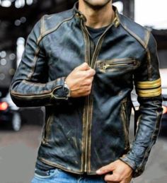 Real Leather Jacket, Men's Modern Jacket, Fashion, Brown Leather Jacket, Cuir Lederhemd Leder, Schwarz Shirt - Lambskin - Biker Jacket  100% MONEY BACK GUARANTEE WITHIN 30 DAYS RETURNS AND EXCHANGES!! Shipping Policy: Shipping & Delivery cycle takes around 7 to 10 working days. We only use reliable courier services such as FedEx and DHL for transportation of our goods. A Tracking number will be provided after shipment. In case of un-availability of your item size in our local stocks, we'll ship Cafe Racer Leather Jacket For Fall Outdoor Activities, Cafe Racer Leather Jacket For Fall Outdoor, Fall Cafe Racer Leather Jacket For Outdoor, Fall Outdoor Cafe Racer Leather Jacket, Motorcycling Cafe Racer Leather Jacket With Long Sleeves, Retro Long Sleeve Biker Jacket For Outdoor, Retro Long Sleeve Leather Jacket For Outdoor, Black Retro Leather Jacket For Outdoor, Striped Leather Jacket