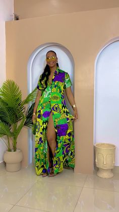 Isiada Kaftan Fitted Multicolor Floor-length Kaftan, Green V-neck Printed Kaftan, Summer V-neck Kaftan With Vibrant Print, Green Printed V-neck Kaftan, Green V-neck Kaftan With Vibrant Print, African Ankara, Ankara Fabric, Kaftan Dress, Barbados