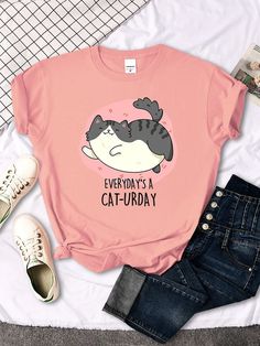 Cat Jumping, Saving Account, Cat Merch, Blouse Cartoon, Chubby Cat, White And Black Cat, Harajuku Shirt, Cat Apparel, Cute Quote