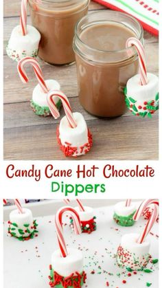 candy cane hot chocolate dippers with marshmallows