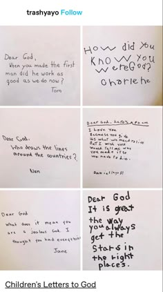 children's letters to god are written on the walls in their homes and schools