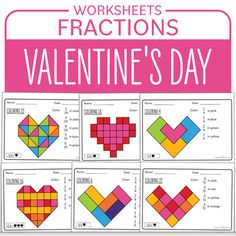 worksheets fractions valentine's day