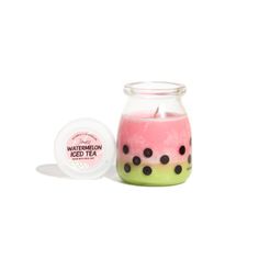 Watermelon Milk Tea Candle Boba Tea Accessories, Watermelon Boba, Candle Profile, Boba Candle, Watermelon Tea, Watermelon Pictures, Sliced Watermelon, Fruit Candle, Product Wishlist