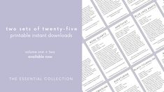 two sets of twenty - five printable instant ebooks, volume one + two available now