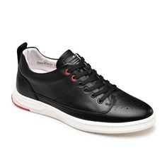 Height Increase 6cm / 2.36 Inches Upper Materialcowhide Leather Color Selectionblack Seasonspring,Summer,Autumn,Winter Business Low-top Sneakers With Red Sole, Black Lace-up Height Increasing Sneakers, Black Height-increasing Lace-up Sneakers, Black Business Sneakers With Perforated Toe Box, Black Wingtip Sneakers With Rubber Sole, Elevator Shoes, Height Increase, Tall Men, Tall Guys