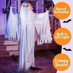 Amazon affiliate Animated Ghost, Ghost Props, Animated Halloween Decorations, Halloween Lawn Decorations, Halloween Blow Ups, Halloween Animated, Scary Haunted House, Halloween Animatronics, Skeleton Ghost