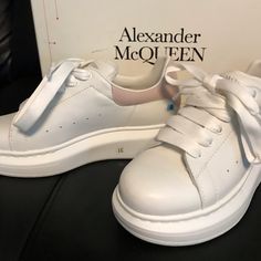 New In Box Final Price Designer Platform Sneakers With Round Toe For Streetwear, Designer Low-top Platform Sneakers, Alexander Mcqueen White, Girl Sneakers, Mcqueen Shoes, Alexander Mcqueen Sneakers, Mcqueen Sneakers, Alexander Mcqueen Shoes, Shoes For Girls