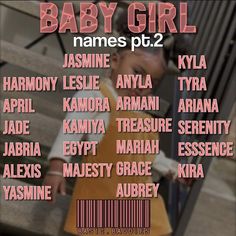 the baby girl names list is shown in pink and black text on a white background