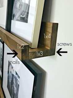 two framed pictures hanging on the wall with numbers and arrows pointing to each other in front of them