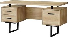 an office desk with two drawers on each side