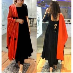 Black Anarkali, Buy Watch, Anarkali Salwar, Cotton Anarkali, Pakistani Dresses Casual, Long Dress Design