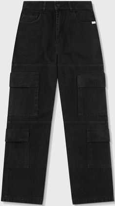 Straight Denim Cargo Pants - Black Clothing Prints, Denim Cargo Pants, Denim Cargo, Woman Silhouette, Cargo Pants, Black Pants, Black Shirt, Size 12, Size 10