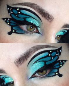 Halloween Makeup Looks Butterfly, Butterfly Eye Face Paint, Butterfly Queen Makeup, Dragon Fly Makeup, Butterfly Costume Makeup Easy, Butterfly Themed Makeup