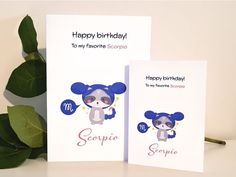 two greeting cards for someone's birthday with an image of a koala bear