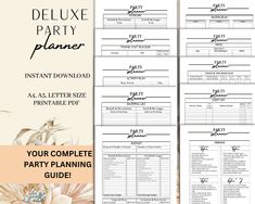 the deluxe party planner is open and ready to be used as a printable template