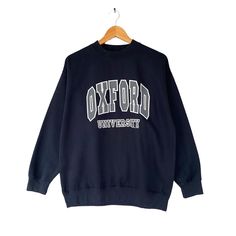 CODE : 10/22 Vintage Oxford University Navy Sweatshirt Size Medium Oxford University Crewneck Oxford University Sweater Pullover Print Logo Oxford Jumper Size on Tag : M Details Measurement  Arm Pit to Arm Pit : 23"inches Back Collar to Hem : 26"inches Condition :  Great Condition.Minor stains defect,discoloration and holes please refer pictures detail.‼️ 📮 SHIPING > WE ARE USING DHL EXPRESS SHIPING ITS TAKE 3-5 ARRIVE.PLEASE DROP YOUR PHONE NUMBER AFTER PURCHASE.📮 University Sweaters, College Sweater With Letter Print And Long Sleeves, College Crew Neck Sweater With Ribbed Collar, Fall Crew Neck College Sweater, Crew Neck Sweater For Campus In Winter, Crew Neck Sweater With Ribbed Collar For College, Winter Crew Neck Sweater For Campus, Long Sleeve Winter Sweater For Campus, Oversized Collegiate Winter Tops