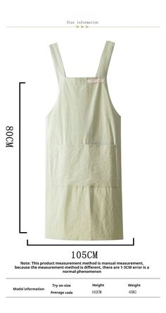 an apron is shown with measurements for it