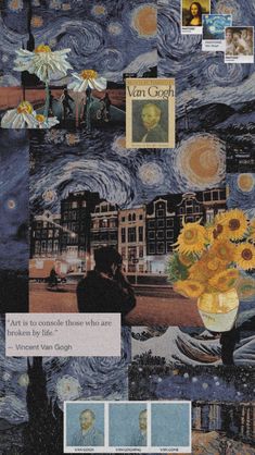 collage of van gogh paintings and pictures