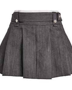 Short Length Pleated Skirt, Chic Pleated Fitted Denim Skirt, Non-stretch Short Pleated Skirt, Non-stretch High Waist Pleated Skort, High Waist Pleated Denim Skirt, Casual Mini Skirt With Waistband, High Waist Non-stretch Pleated Skirt, Spring Skirt With Belt Loops, High Waist Non-stretch Pleated Skirt Bottoms