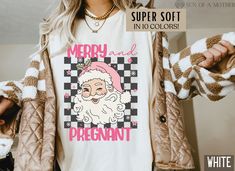 This Merry and Pregnant Shirt is the perfect Pregnancy Announcement T Shirt to wear for the holiday season! Our Bella and Canvas tees are super soft, DTG printed (printed with ink), and 100% cotton. ❗❗There may be a slight difference in the colors due to different monitors. ❗❗ 🌞 HOW TO ORDER 🌞 * Select your size and color from the drop-down menu * Add your shirt to cart. If you would like more than one, add each one to cart individually. * Proceed to check out! * Your shirt will be ready to ship in 1-3 days! 🌞 SIZING 🌞 Check the Size Chart and Fit Guide in the photos for reference! 🌞 PRODUCTION + SHIPPING 🌞 * Order Production: 1-3 business days  * Standard Shipping: 1-5 business days after production time 🌞 SHIRT DETAILS 🌞 * 100% combed and ring-spun cotton (fiber content may vary Christmas Maternity Shirt, Pregnant Shirt, Christmas Christian, Funny Pregnancy, Farmer Shirt, Faith Tees, Christmas Jesus, Jesus Tshirts, Religious Christmas