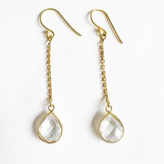 3” Gold Plated Clear Crystal Chain Drop Earrings (New Without Tags). I Got These By Mistake With An Order, But They Aren’t My Style. They Have Never Been Worn. Gold Jewelry From Nordstrom As A Gift, Gold Jewelry From Nordstrom For Gift, Gold Nordstrom Jewelry For Gift, Elegant Nordstrom Earrings For Gift, White Long Drop Earrings With Adjustable Chain, Nordstrom Jewelry, Chain Drop Earrings, Tear Drop Earrings, Crystal Chain