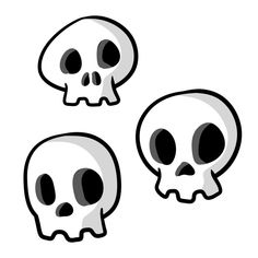 three skulls are shown in black and white