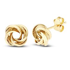 Swirls of 14K yellow gold spiral into a love knot in each of these lovely tube earrings for her. The earrings secure with friction backs. Twisted 14k Gold Earrings, Elegant Yellow Gold Swirl Earrings, Modern Twist 14k Yellow Gold Earrings, 14k Yellow Gold Twisted Earrings, Twisted 14k Yellow Gold Earrings, Elegant Twisted Yellow Gold Earrings, Elegant Twisted 14k Gold Earrings, Gold Spiral Earrings For Anniversary, Yellow Gold Swirl Earrings For Gift