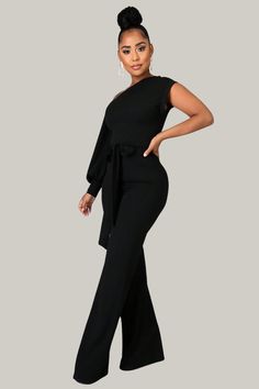 Introducing the exquisite Bonnie Asymmetrical Neckline Jumpsuit, boasting elegant lantern sleeves and a belted waist that exudes sophistication. The wide-legged design and medium stretch fabric provide unparalleled comfort and an elegant silhouette. Indulge in the opulence of this garment with its asymmetrical neckline and long sleeves, suitable for any occasion. 95% Polyester, 5% Elastane Please allow 3-5 business days to process and ship. in cm : Size US Length Sleeve Length Bust Waist Size Hi Belted Jumpsuit Or Romper For Date Night, Belted Jumpsuits And Rompers For Date Night, Solid Belted Jumpsuit For Date Night, Belted Jumpsuit For Date Night, Solid Color Jumpsuits And Rompers For Evening In Fall, Elegant One-shoulder Jumpsuits And Rompers For Date Night, Elegant One-shoulder Jumpsuits For Date Night, Elegant Solid Color Jumpsuits And Rompers For Fall, Elegant Fall Jumpsuits And Rompers In Solid Color