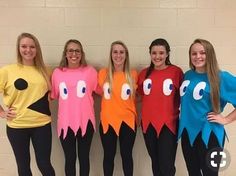 the girls are dressed up as pacman and other characters