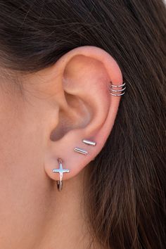 Trendy Everyday Ear Climbers, Trendy Hypoallergenic Piercings, Trendy Everyday Hypoallergenic Ear Climbers, Trendy Hypoallergenic Ear Climbers For Everyday, Trendy Hypoallergenic Piercings For Everyday, Trendy Sterling Silver Drop Cartilage Earrings, Trendy Everyday Pierced Wrap Earrings, Minimalist Huggie Plug Earrings For Everyday, Trendy Sterling Silver Cartilage Earrings