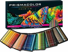 the prismcolor pencils are in a box and there is an assortment of colors