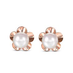 These pearl earrings are a twist on a classic pearl stud design, elegant and dainty, these perfect round pearls are accented by the soft ruffled petals of a flower, in sterling silver. These fun earrings are versatile and beautiful! Perfect gift for the girl who deserves the best in life.Carat Weight: 3 ctStone Size: 6 mmStone Type: Jeulia® StoneNumber of Stones: 2 Stone Shape: RoundStone Color: Diamond WhiteWeight: 2.18 gMaterial: 925 SilverPlating Color: Rose Gold Feminine Pearl Earrings, Feminine Pearl White Earrings, Elegant Pearl White Flower-shaped Earrings, Feminine Rose Gold Pearl Earrings, Elegant Rose Gold Flower-shaped Pearl Earrings, Classic Flower-shaped Pearl Earrings, Feminine Pearl Flower Earrings, Elegant Pearl Flower Earrings For Anniversary, Formal Pearl Flower Shaped Earrings