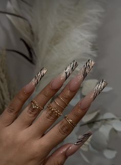 Brown Nails With Rhinestones, Esthetician Nails, Hood Nails, Nails With Rhinestones, Hand Nails, Dope Nail Designs, Classy Acrylic Nails, Acrylic Nails Coffin Pink