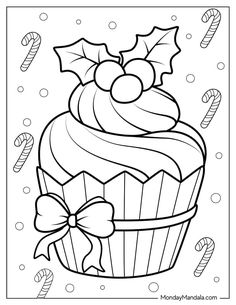 Sweet Treat Art: 32 Delightful Cupcake Coloring Pages#ChristmasColoringFun #HolidayFun #FreePrintables #ChristmasColoringPages #DIYChristmas #PrintableActivities Christmas Cookie Coloring Pages, Kawaii Christmas Coloring Pages, Christmas Templates Free Printable, Christmas Present Coloring Pages, Treat Art, Holiday Coloring Pages