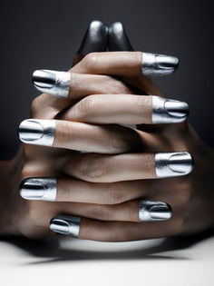 Silver Linings, Futuristic Fashion, Manicure Y Pedicure, Makeup Nails, Fun Nails, A Black, Hair And Nails, Body Art, Metallica